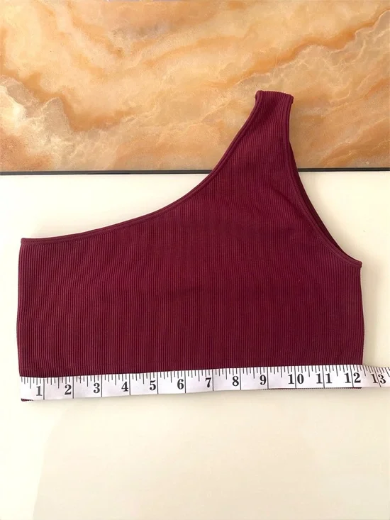 Set Active One-Shoulder Ribbed Crop Top - Picture 3 of 5